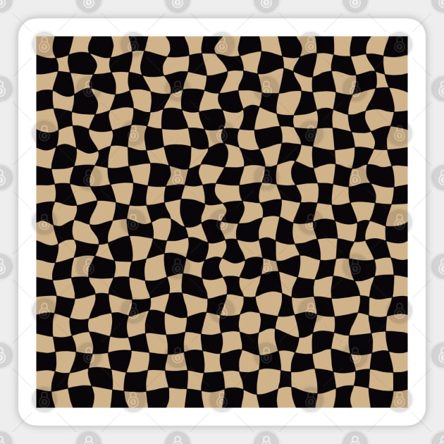 Warped Checkerboard, Black and Tan Magnet by Niemand